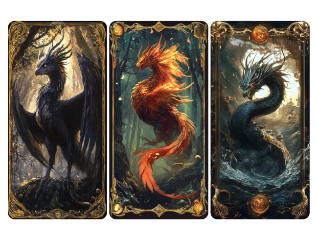 generate three monster cards for tabletop games using piclumen ai monster maker
