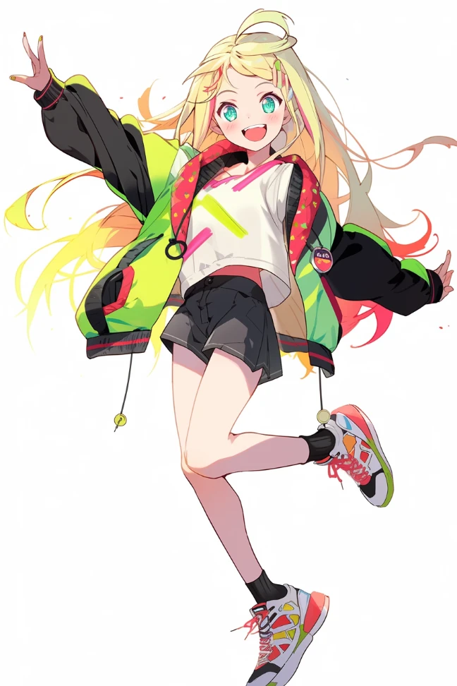 a colorful anime girl with golden hair made in piclumen ai anime character generator