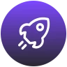 a blue gradient icon of a rocket
