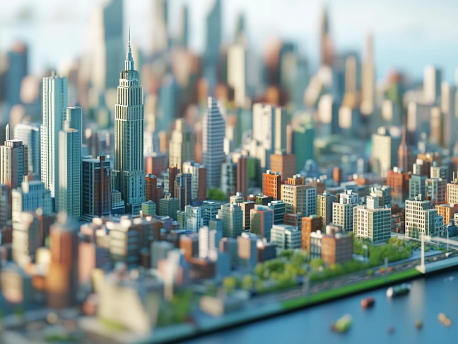 model of a city skyline with diverse building designs, generated by AI architecture generator