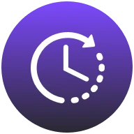 icono de reloj instantáneo degradado de color púrpura