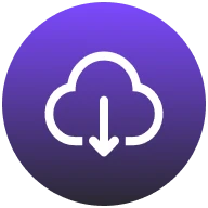 icono de descarga degradado de color púrpura