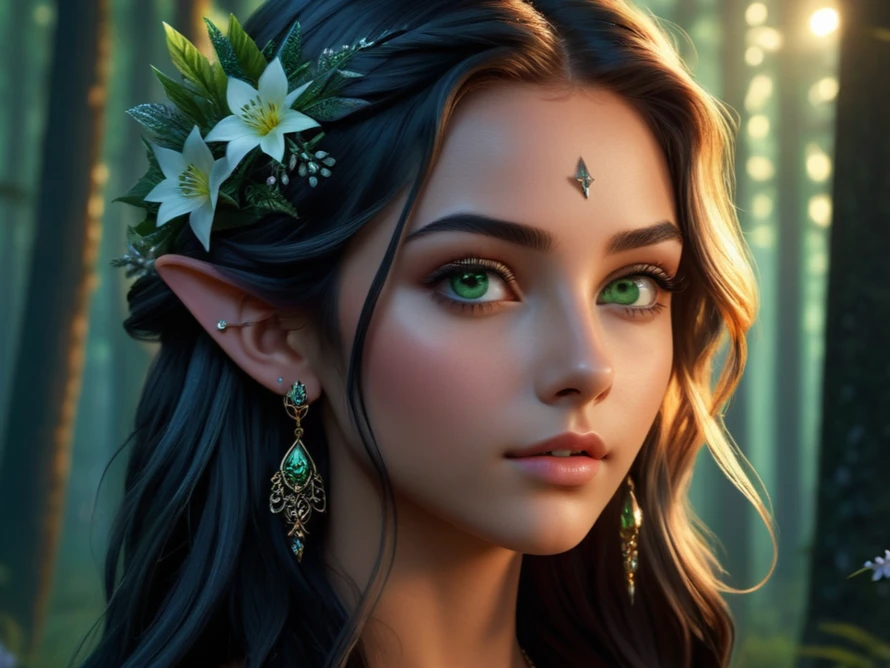 female elf, anime art, anime girl