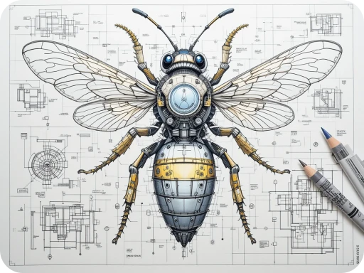 imagen de diseño de abeja mecánica generada por ai en PicLumen