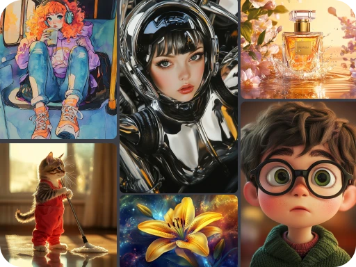 El generador de imágenes AI PicLumen generó 6 imágenes en diferentes estilos