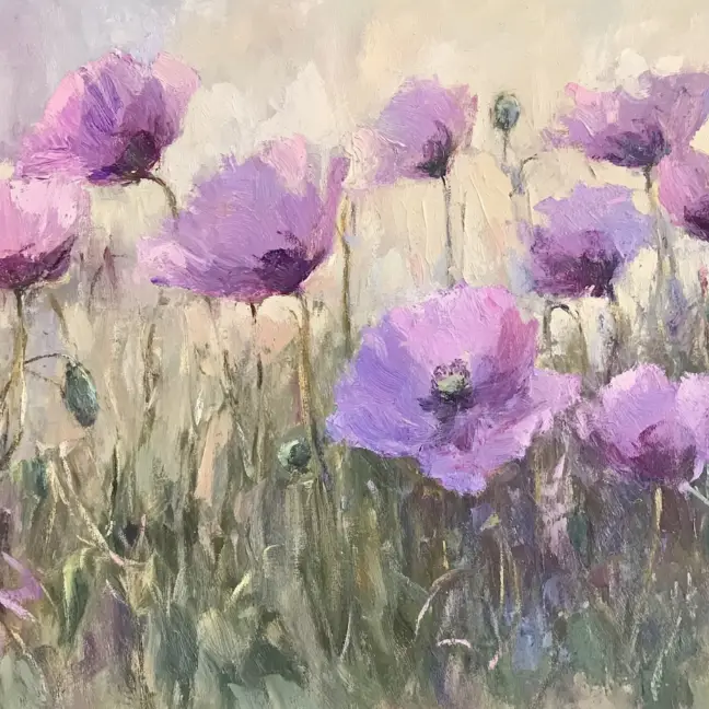 imagen de flor púrpura de estilo impresionista generada por el generador de arte IA de PicLumen