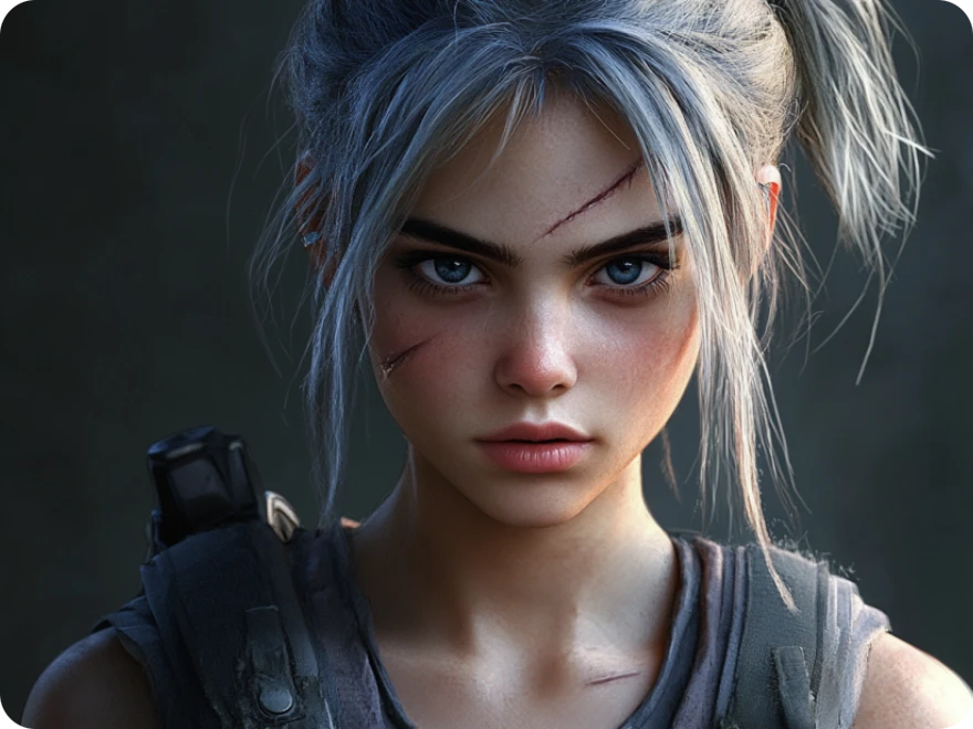 用 piclumen AI角色產生器製作的銀髮動漫角色