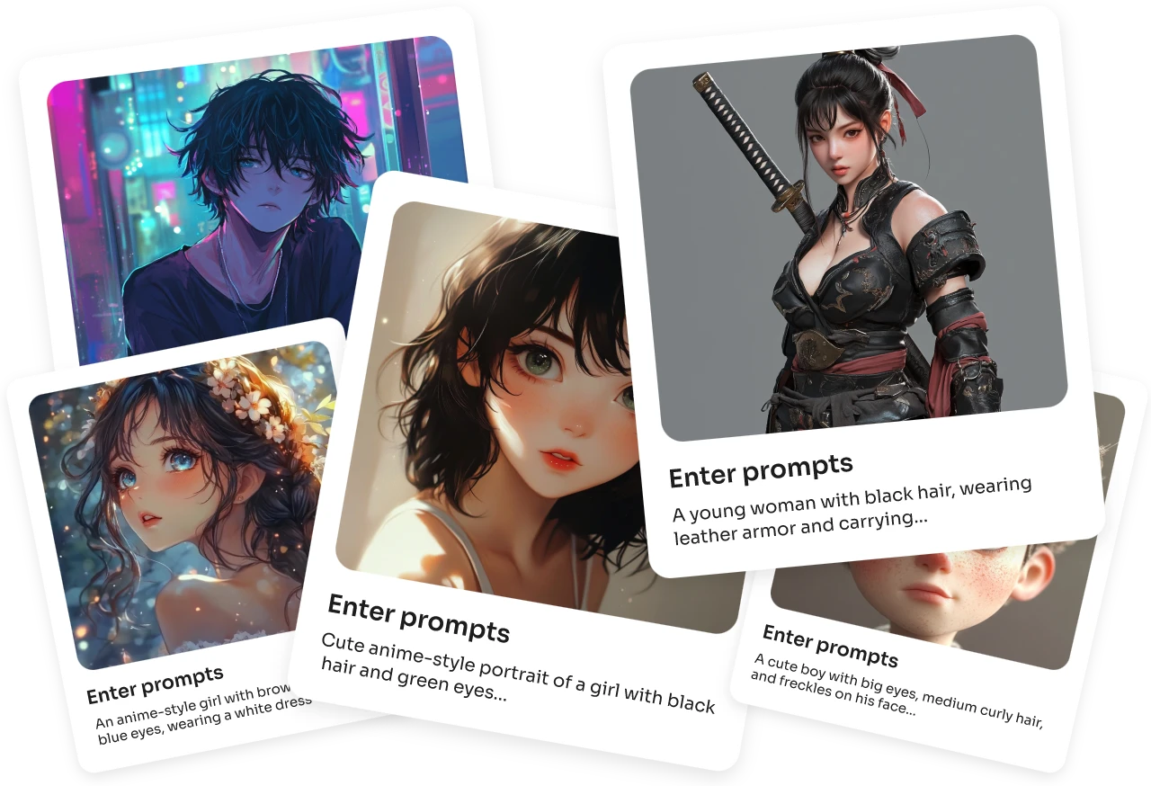 從 piclumen AI 角色產生器中的五個文字提示製作五個不同的 Ai 字元