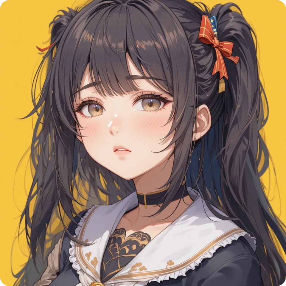 una linda chica de anime con una cola de caballo doble hecho en el generador de caracteres ai de piclumen