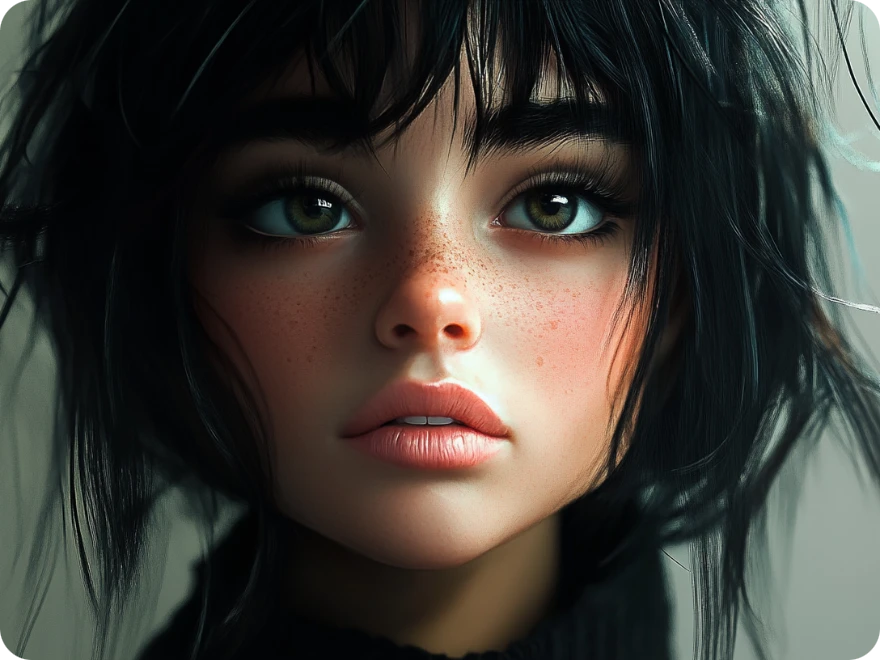 un retrato de niña hecho en el generador de caracteres ai de piclumen