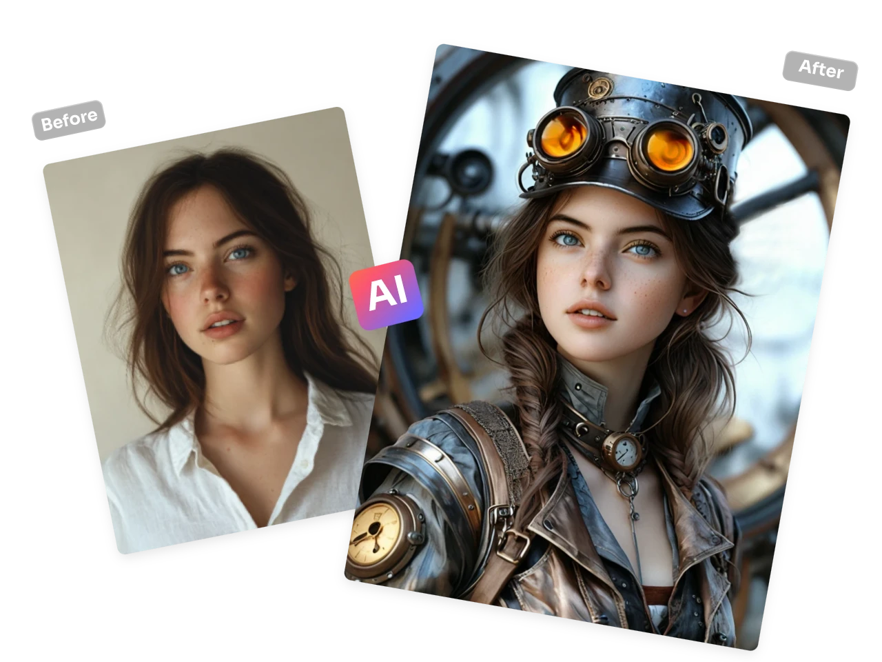 ai generated human steampunk character created from real photo