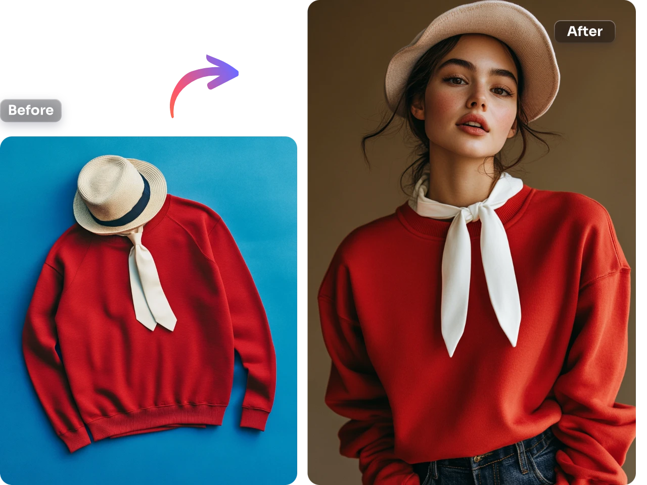 Criador de humanos com IA transforma peças de roupa em um modelo humano realista