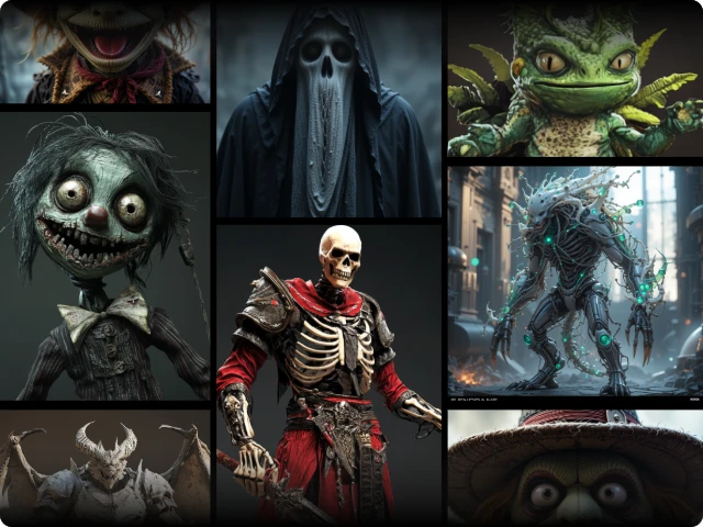 create multiple spooky monster images with piclumen free ai monster generator