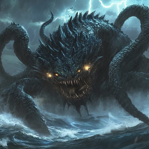 a large oceanic monster with multiple tentacles generated by piclumen ai monster creator