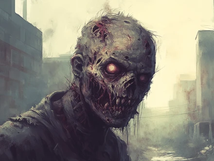 a spooky and bloody zombie looking at the camera generated by piclumen ai monster creator