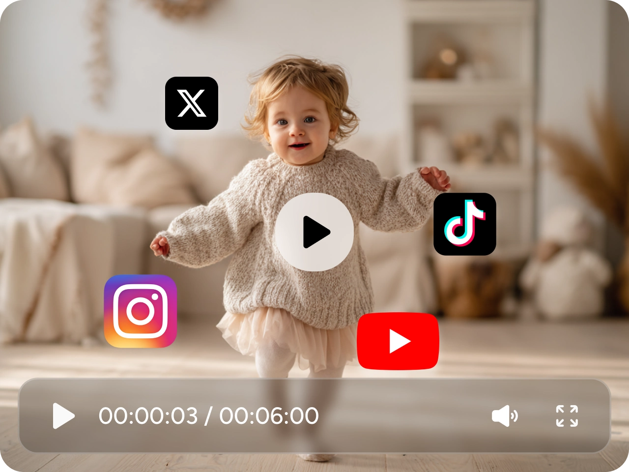 a social media video of a cute baby wearing sweater dancing