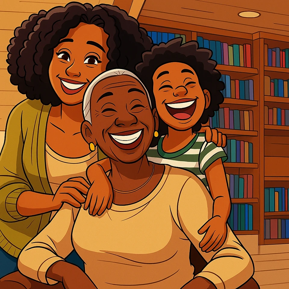 Amerikanischer Cartoonstil-Familienfoto, generiert mit GPT 4o Image Generation in PicLumen