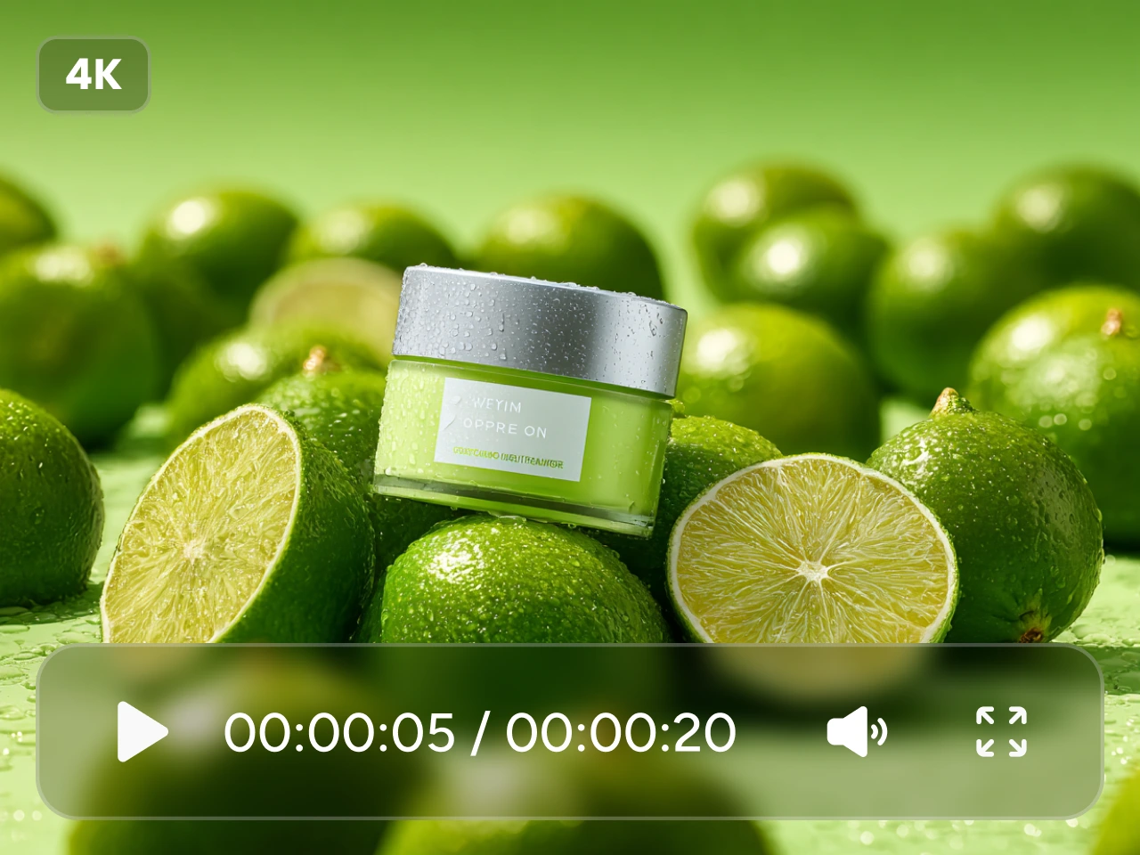 a 4k hd video of green lemons and green packaging products