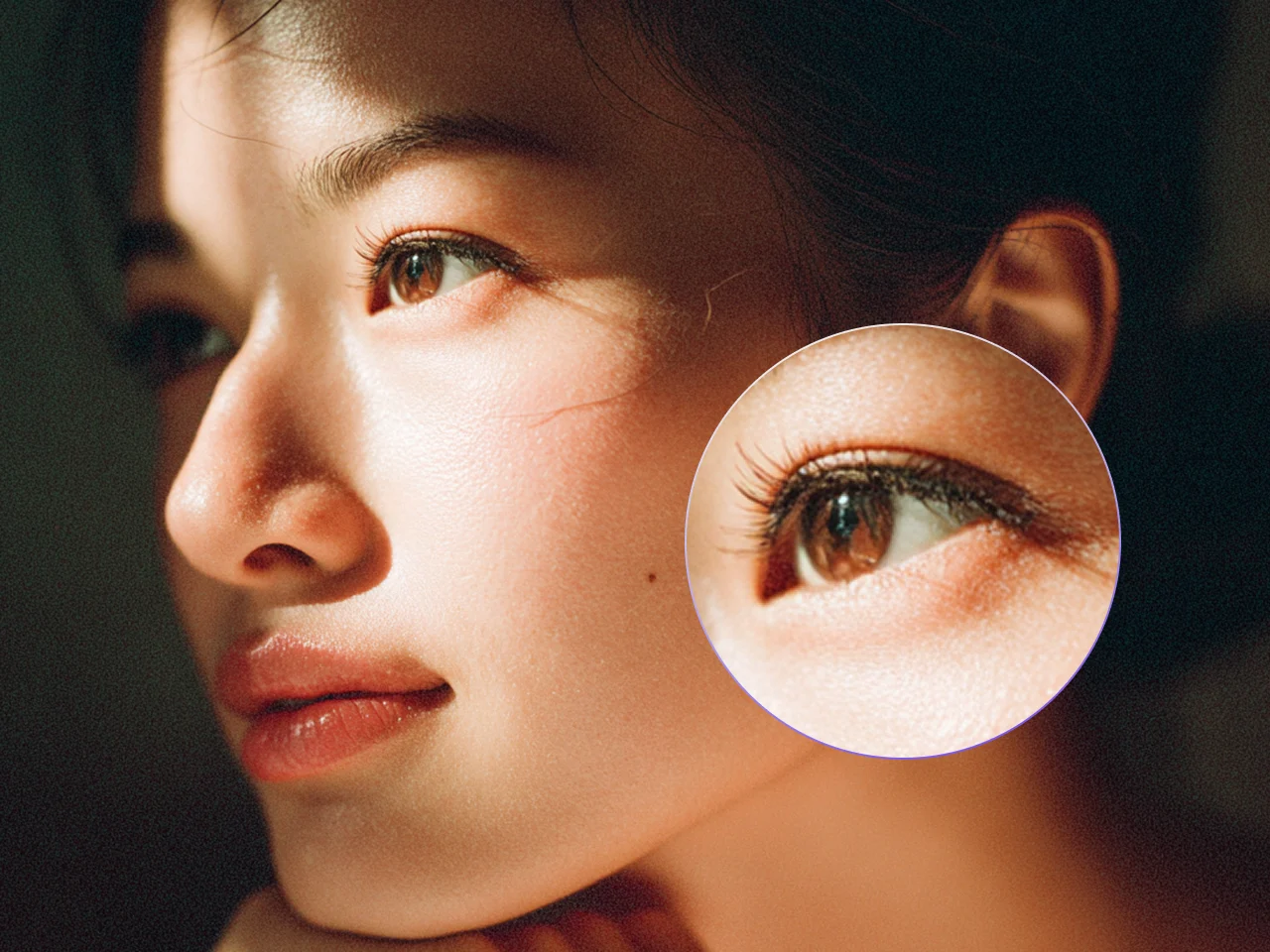 midjourney ai image generator created asian woman's portraits with magnified eye details