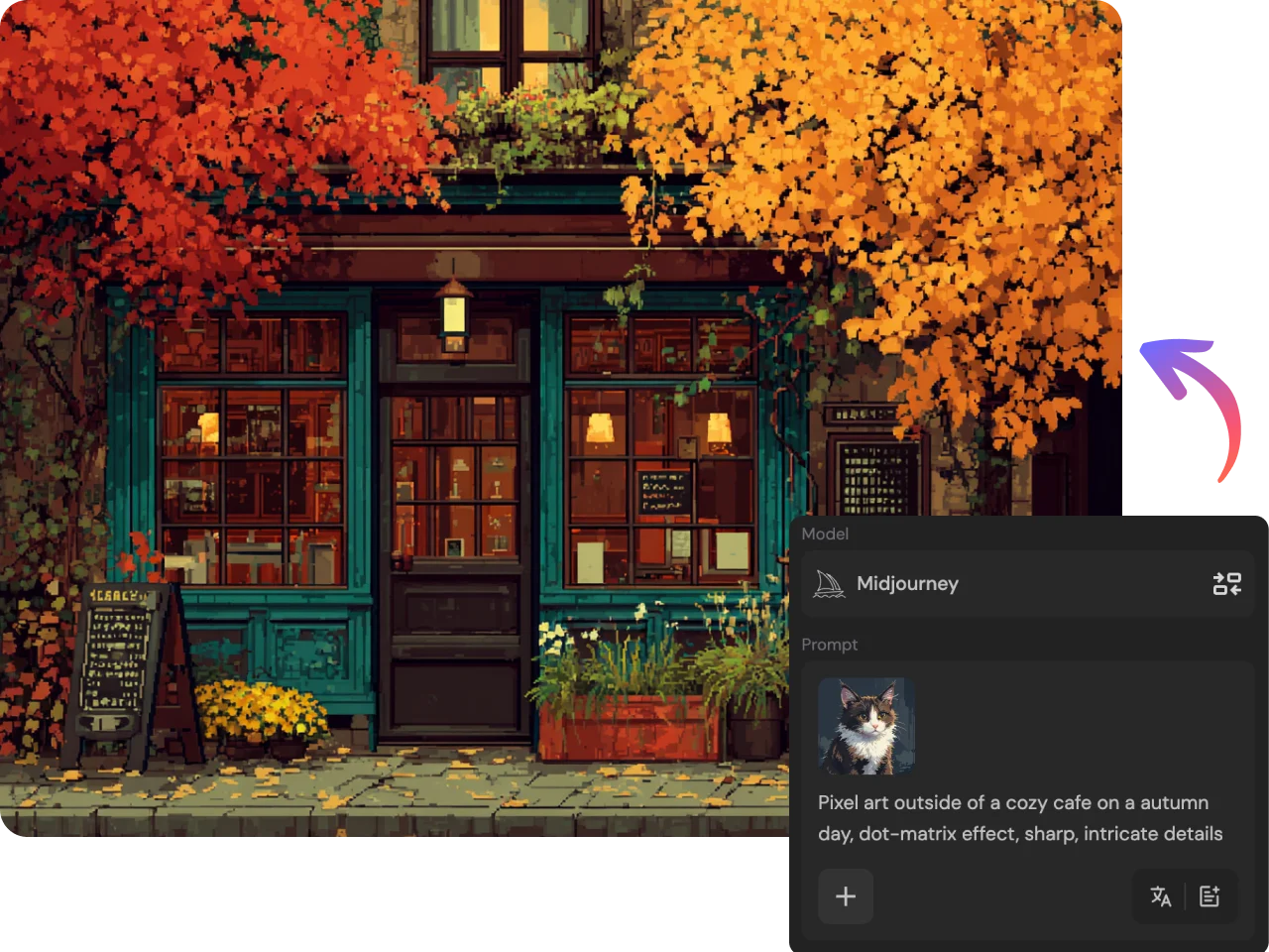 combine midjourney ai model with piclumen's pre-made style and create a book store illustration of fall