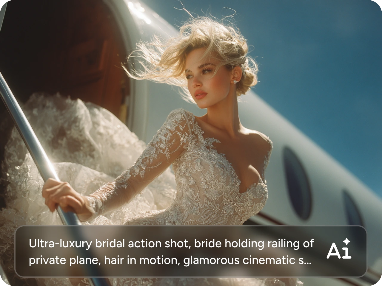 ai generating a blonde woman wearing a white dress