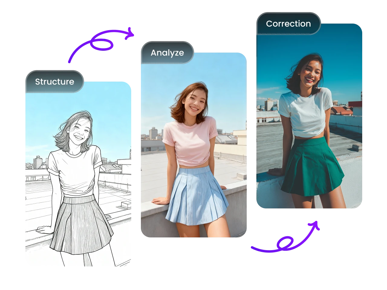 nano banana ai anyalises the sketch of a girl and generates a realistic photo