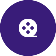 dark blue icon for cinematic visual quality with film mark