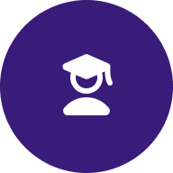 a dark blue icon for education and training videos