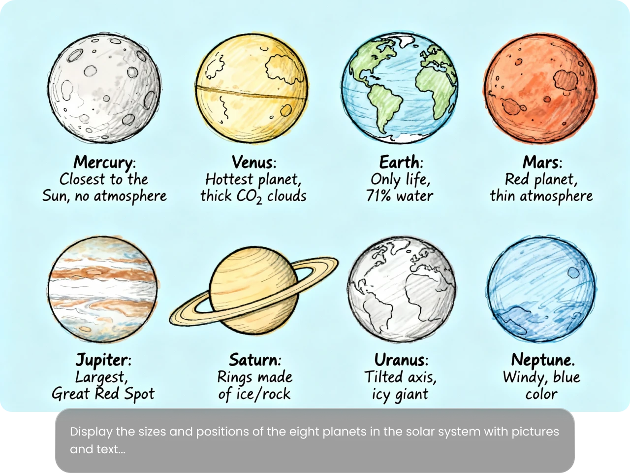 an infrographic of planets created by Seedream 4.0 AI image generator