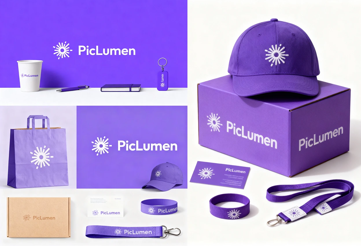 PicLumen branding visuals mockup generated by Seedream 4.0 AI image editor
