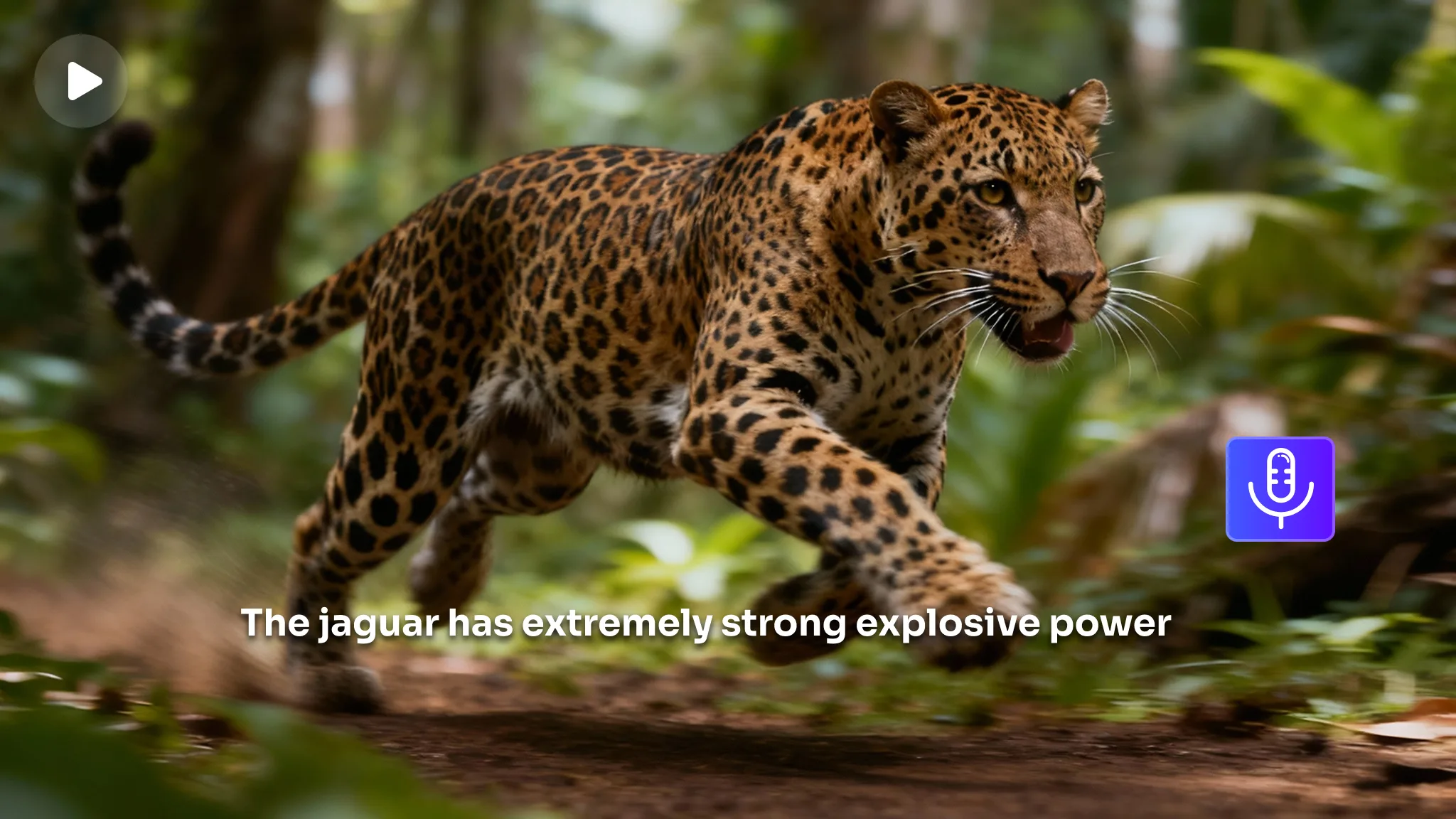 A documentary about jaguars with subtitles, an AI-generated video created by Sora AI Video Generator