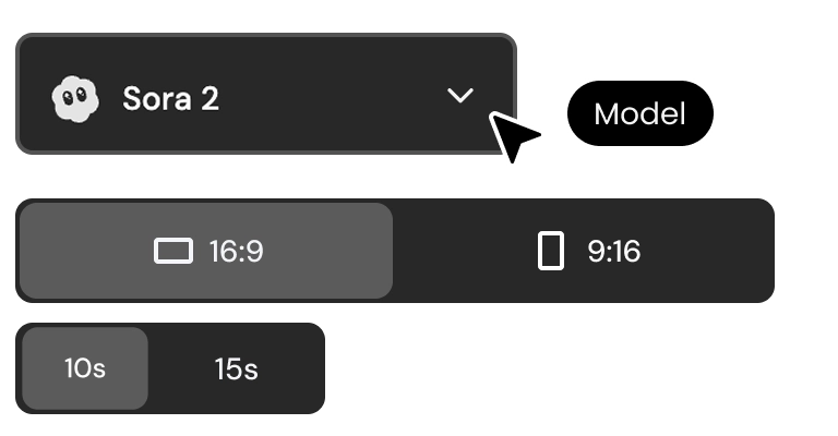 Choose "Sora 2" as the video generation model