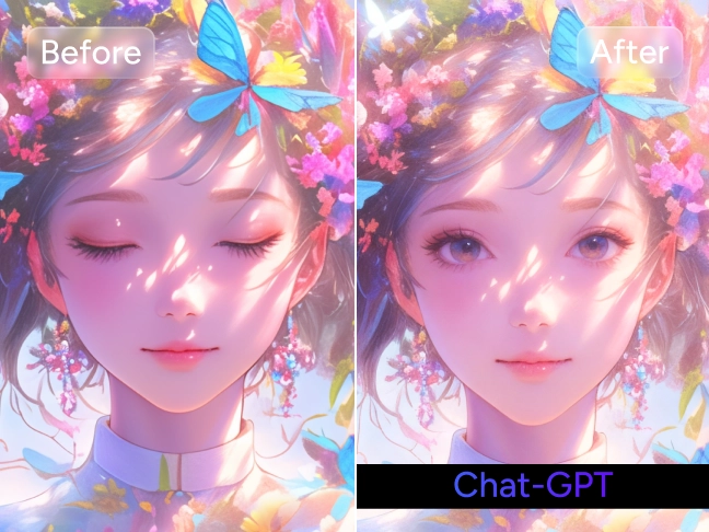 A girl opening her eyes, generated by ChatGPT image generator in PicLumen