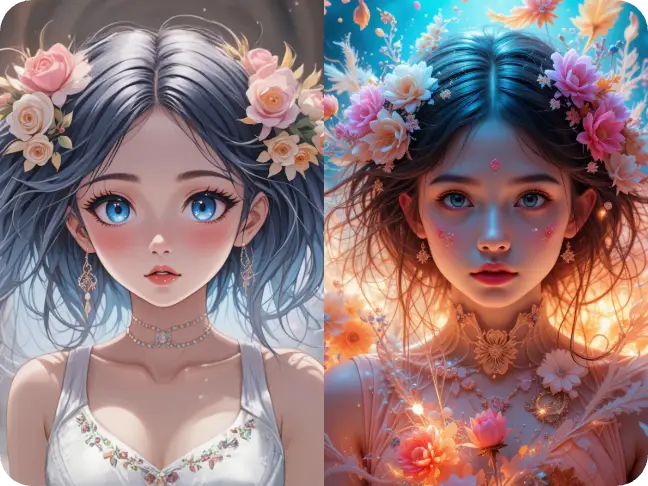 Verwandlung eines Anime-Mädchens in einen realistischen Stil