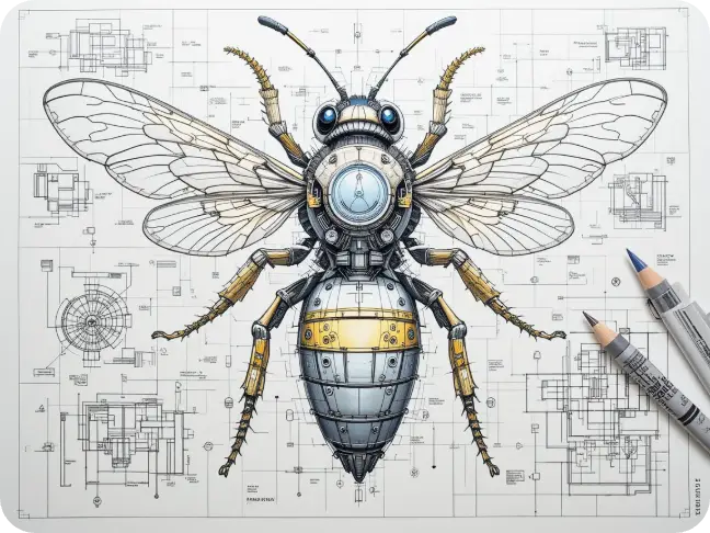 ai generated mechanical bee design image from PicLumen