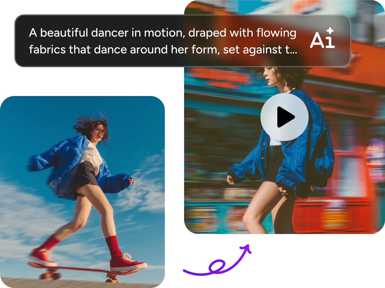use text prompt, image or video reference generated new ai video of a girl skateboarding