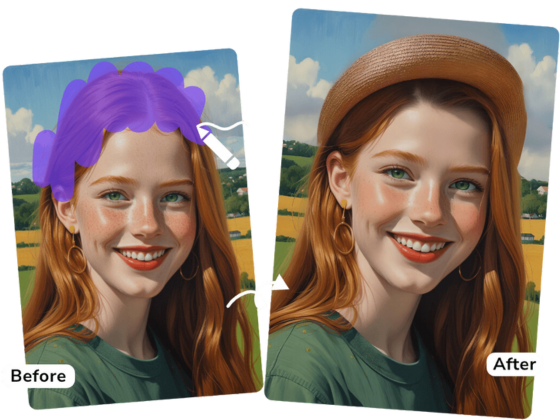 um chapéu adicionado à cabeça da rapariga com o AI image replacer