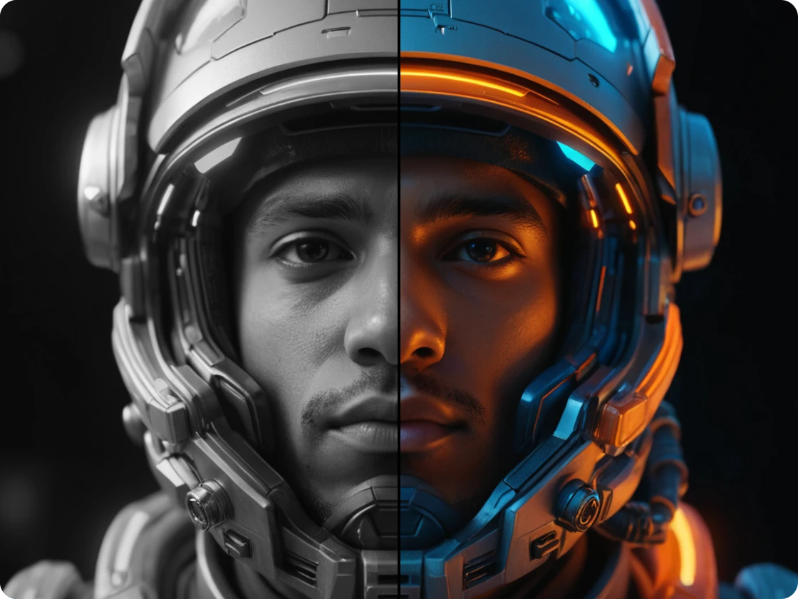 half ai colorized man