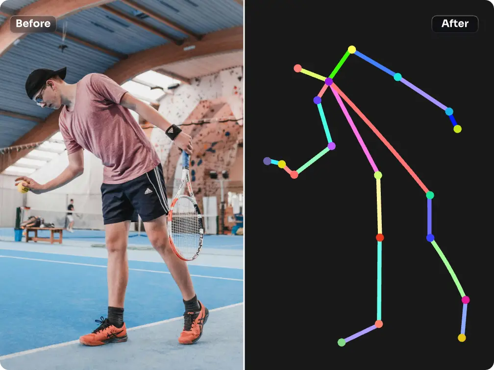 ai pose generated from a male tennis player on serve