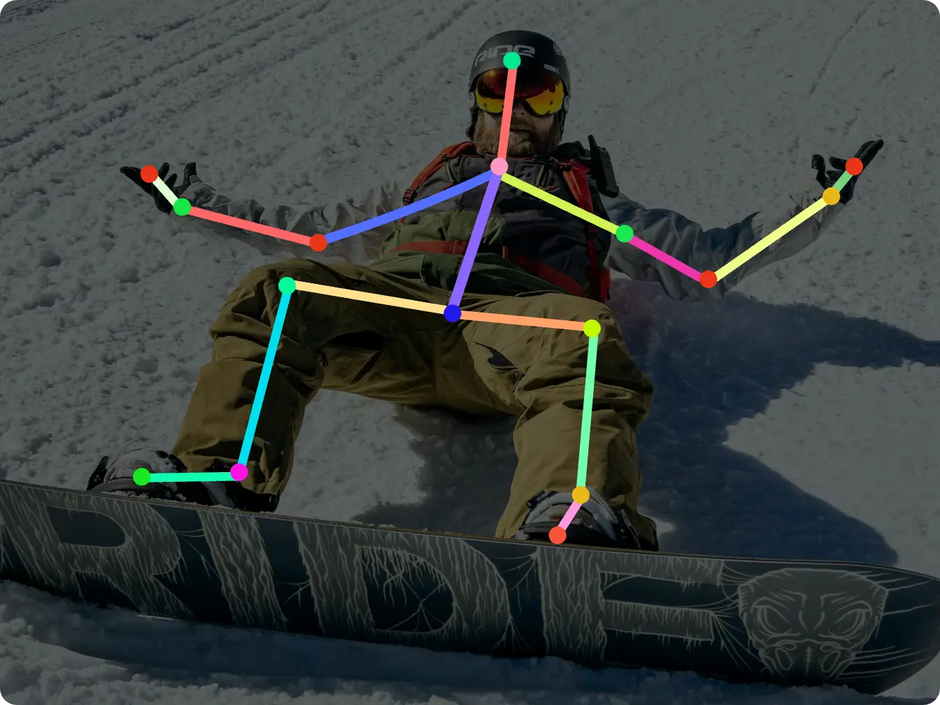 ai pose generator created ski posture of a male skier lying on snow
