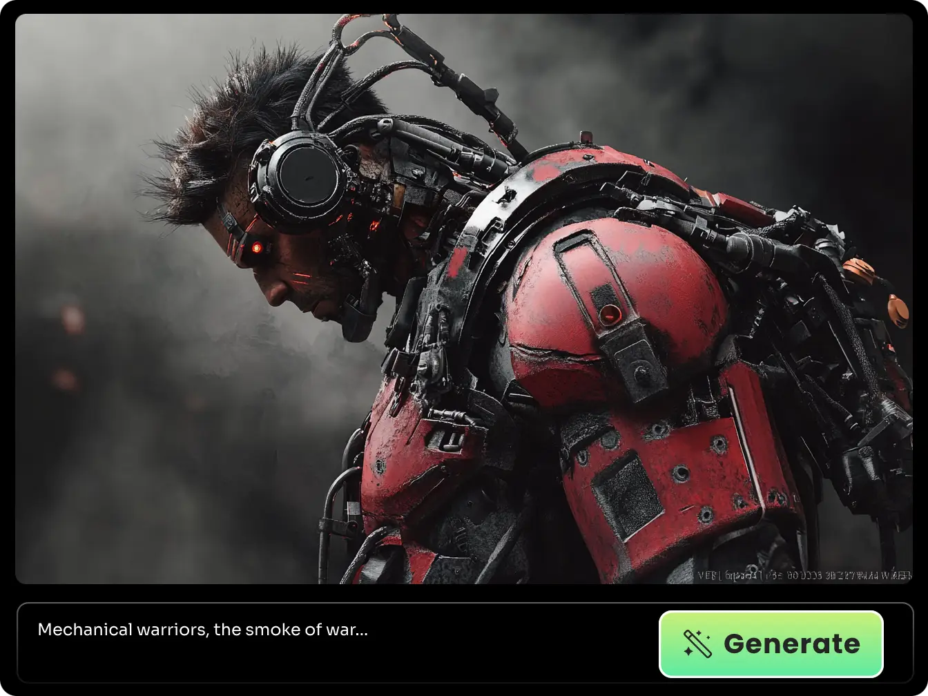 using simple prompts generated male cyborg