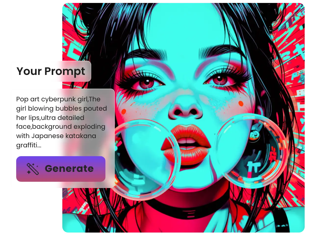 a girl in pop art style made from text by piclumen ai pop art generator