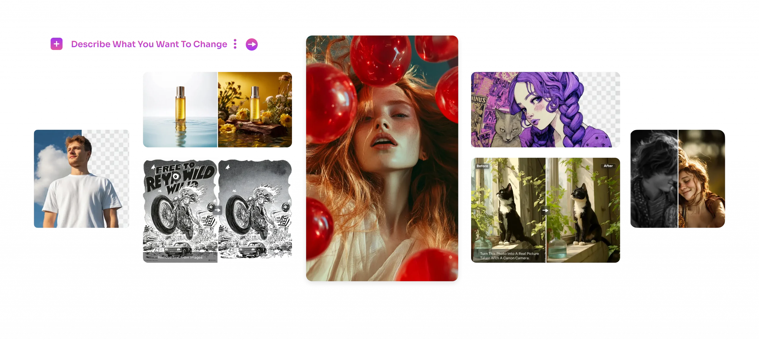 7 images eidited by prompt-based ai image generator on PicLumen
