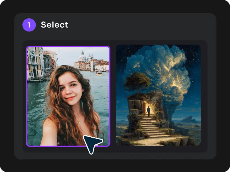 select the image of a girl on PicLumen's create page
