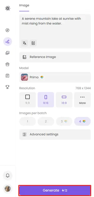 a screenshot of clicking the generate button to create ai images
